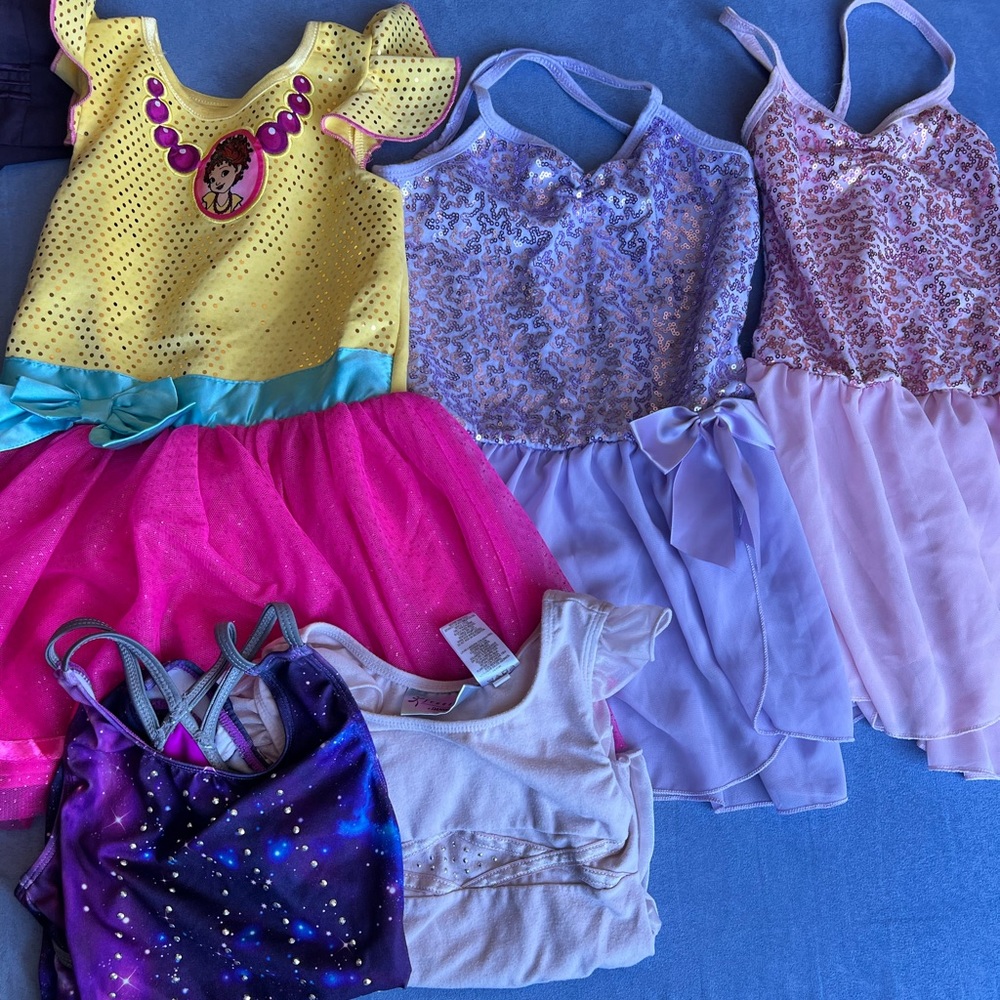 4 piece girls dance bundle with bonus fancy Nancy dress